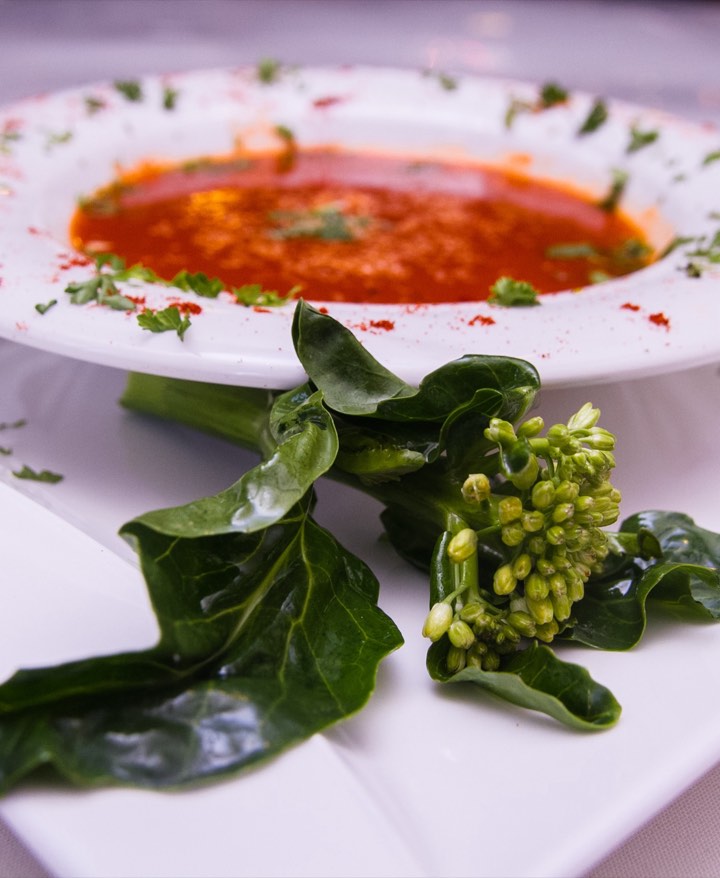 House chutney plated with fresh greens