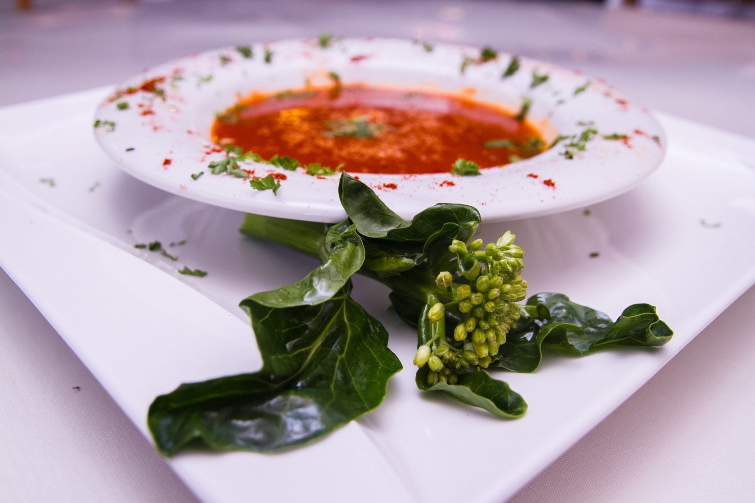 House chutney plated with fresh greens
