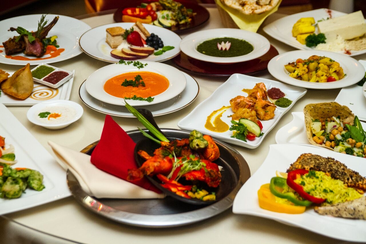 A spread of dishes laid out for a catering order